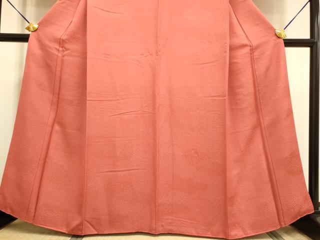 平和屋着物●極上 色無地 霞地紋 紅海老茶色 逸品 DZAB2727kh6