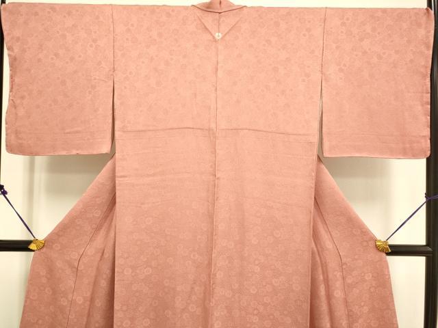 平和屋着物●極上 色無地 舞花地紋 真赭色 ロング丈 逸品 未使用 DZAB2728kh6