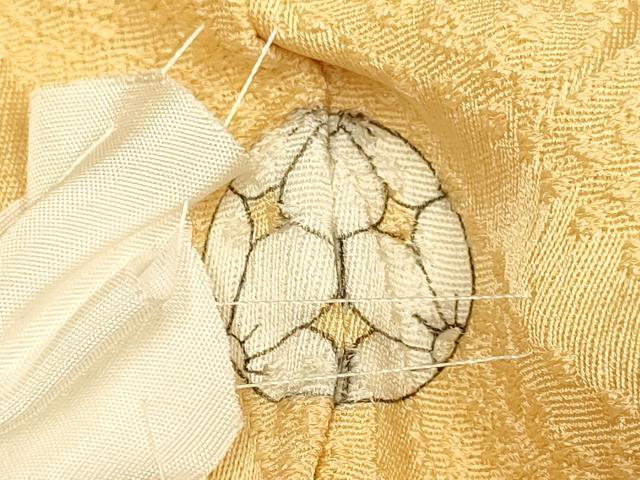 平和屋着物●極上 色無地 草葉地紋 杏色 逸品 未使用 DZAB2731kh6