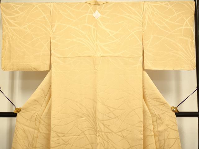 平和屋着物●極上 色無地 草葉地紋 杏色 逸品 未使用 DZAB2731kh6