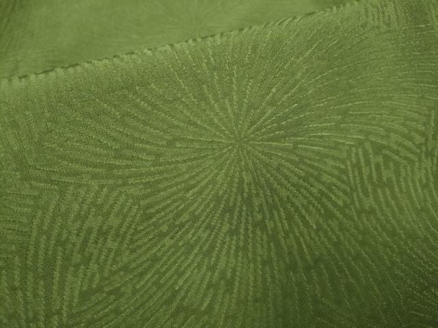 平和屋着物●極上 色無地 乱菊地紋 濃い草葉色 逸品 未使用 DZAB2732kh6