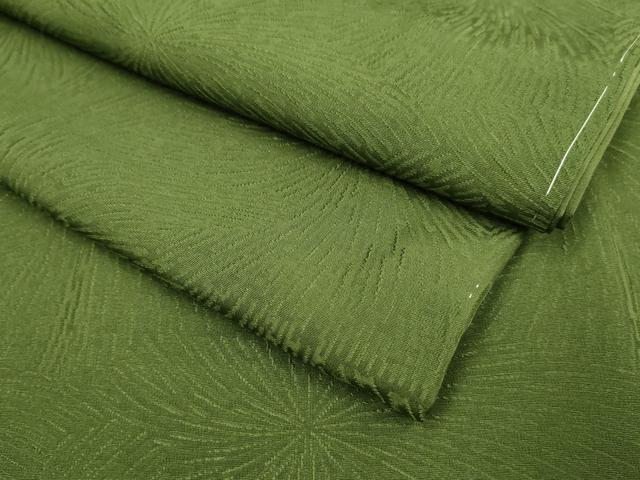 平和屋着物●極上 色無地 乱菊地紋 濃い草葉色 逸品 未使用 DZAB2732kh6