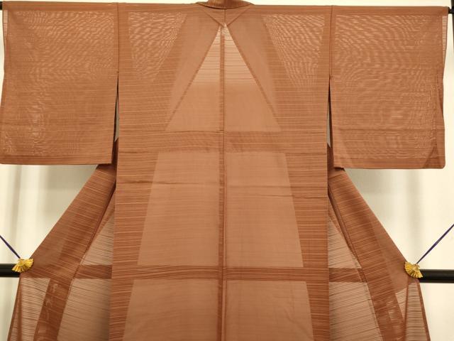 平和屋着物*極上 夏物 洗える最高級着物 <英>はなぶさ謹製 色無地 変わり絽 柿渋色 逸品 DZAB2740kh6