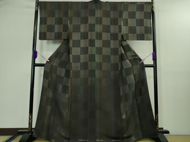 平和屋着物●極上 BANKANわものや 紬 市松文様 たとう紙付き 逸品 DZAB2768kh6