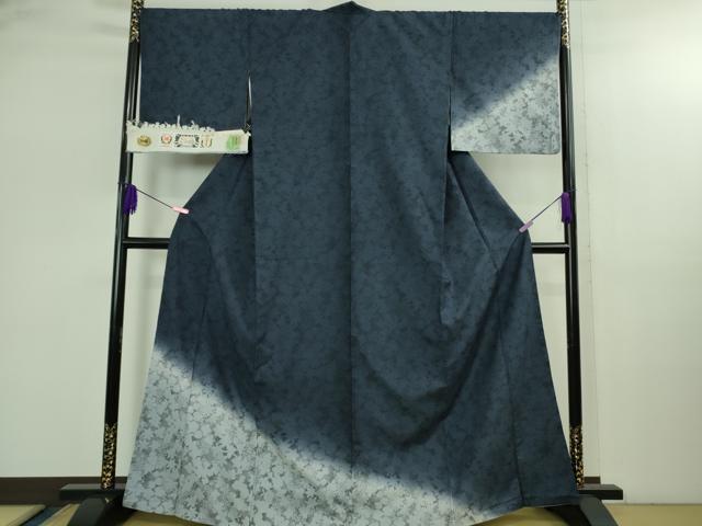 平和屋着物●極上 結城紬 訪問着 舞花シルエット 証紙付き 逸品 DZAB2777kh6