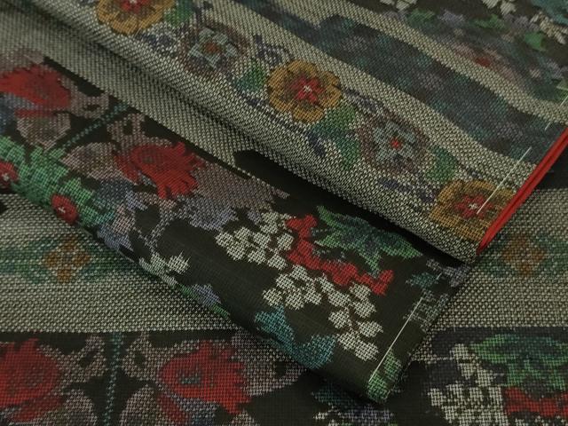 平和屋着物●極上 本場大島紬 9マルキ エ霞花文 逸品 未使用 DZAB2788kh6