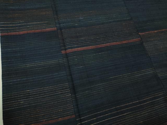 平和屋本店●極上 郡上紬 草木染 横縞 逸品 DZAB2805kh6