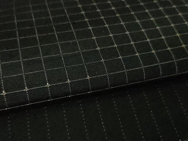 平和屋着物▽極上 紬 単衣 変わり市松 黒地 逸品 DZAB2806kh6
