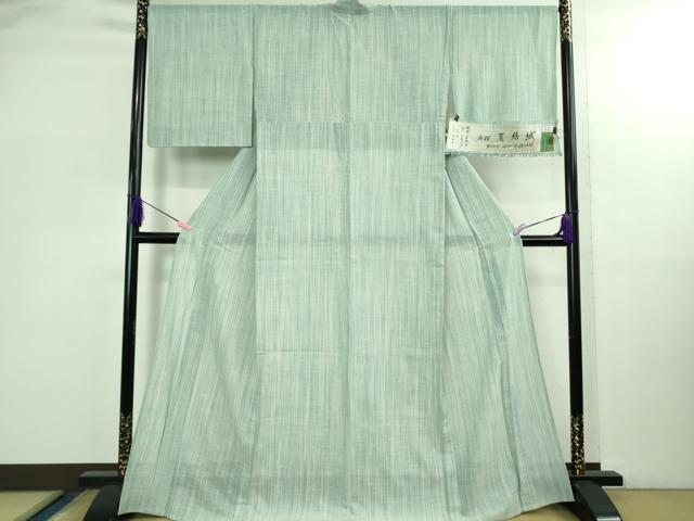 平和屋本店*極上 夏物 結城紬 夏結城 奥順謹製 縞 織:小野清美 証紙付き 逸品 DZAB2824kh6