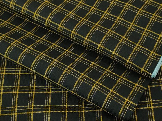 平和屋本店●極上 本場黄八丈 黒八丈 市松綾織 紬 格子 逸品 DZAB2837kh6