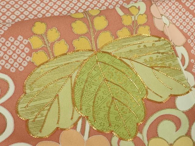 平和屋本店●極上 創業460年・千總 振袖 駒刺繍 桐花文 甚三紅色地 金彩 逸品 DZAB2848kh6