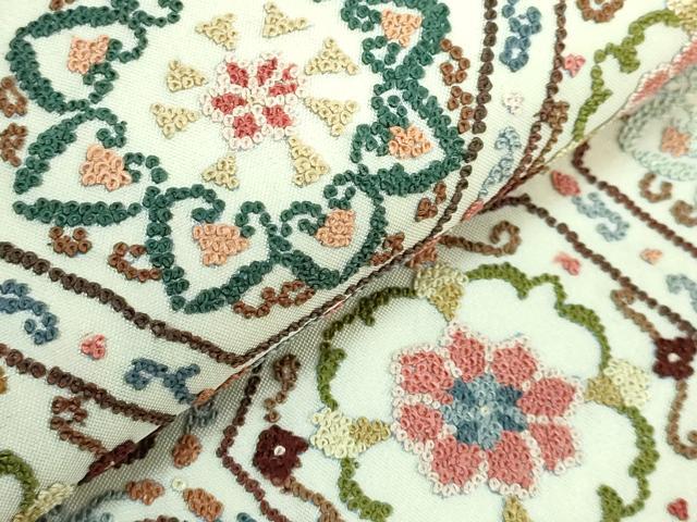 平和屋本店●極上 中国三大刺繍 相良刺繍 袋帯 亀甲花文 逸品 DZAB2852kh6