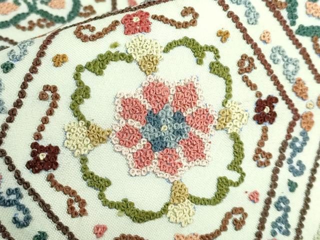 平和屋本店●極上 中国三大刺繍 相良刺繍 袋帯 亀甲花文 逸品 DZAB2852kh6