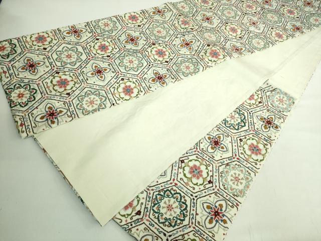 平和屋本店●極上 中国三大刺繍 相良刺繍 袋帯 亀甲花文 逸品 DZAB2852kh6