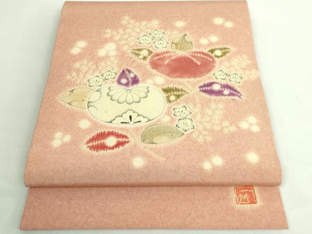 平和屋本店●極上 初代 久保田一竹 太鼓柄袋帯 絞り 橘 逸品 DZAB2858kh6