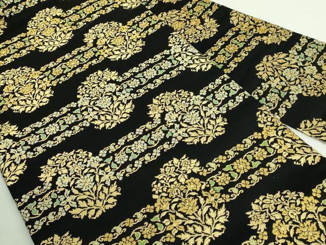 平和屋着物●極上 龍村美術織物 龍村製 九寸名古屋帯 ペイズリー段文 黒地 金糸 逸品 DZAB2862kh6