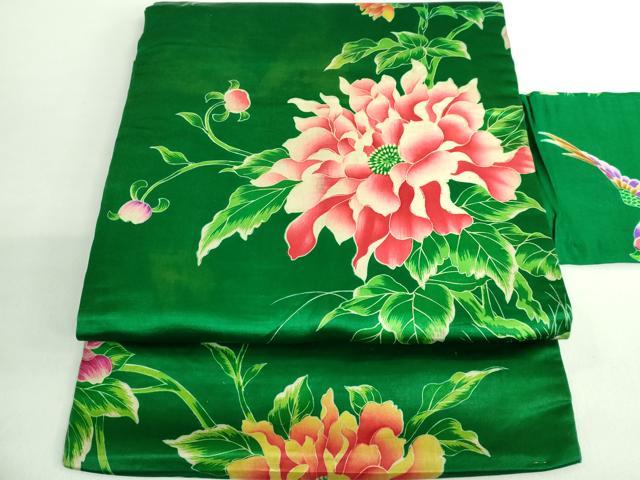 平和屋着物●極上 アンティーク 大正ロマン 九寸名古屋帯 花鳥文 逸品 DZAB2868kh6