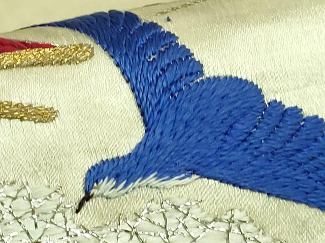 平和屋本店●極上 アンティーク 大正ロマン 九寸名古屋帯 総手刺繍 カモメ 船 金銀糸 逸品 DZAB2874kh6