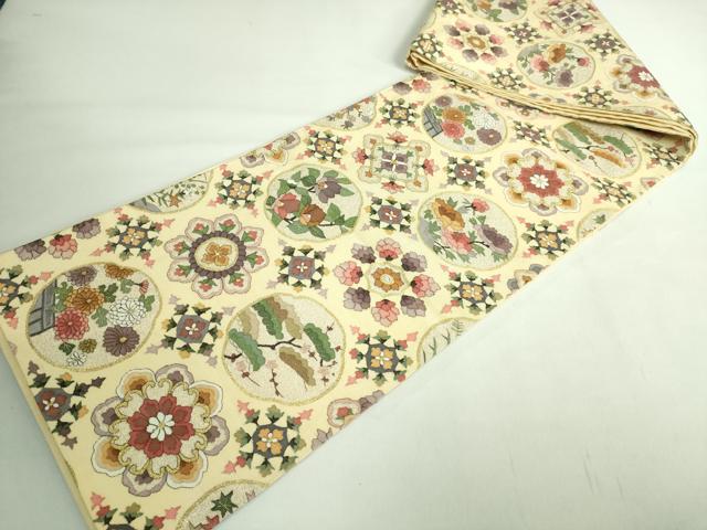 平和屋本店●極上 明綴れ 袋帯 花菱文 金糸 逸品 DZAB2879kh6