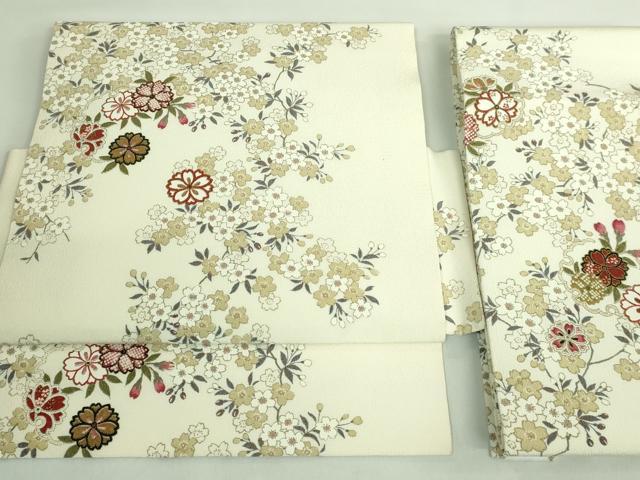 平和屋着物●極上 つけ帯 雪輪舞桜 金彩 縮緬地 逸品 DZAB2892kh6