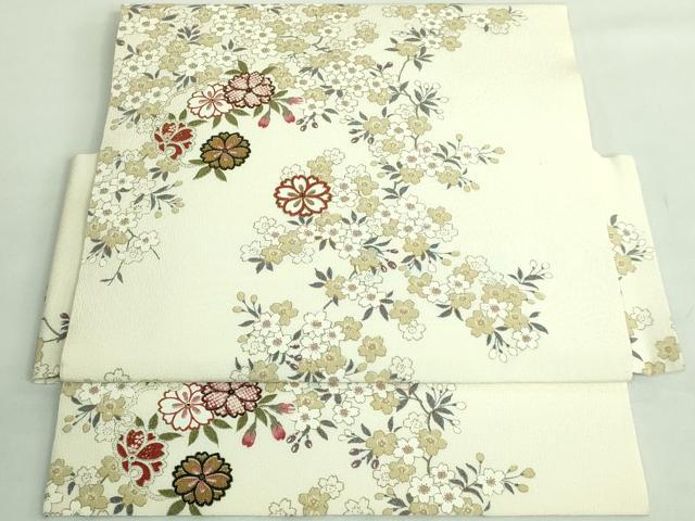 平和屋着物●極上 つけ帯 雪輪舞桜 金彩 縮緬地 逸品 DZAB2892kh6