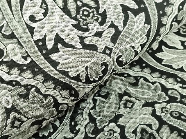 平和屋着物●極上 全通柄袋帯 洋花文 黒地 逸品 DZAB2893kh6