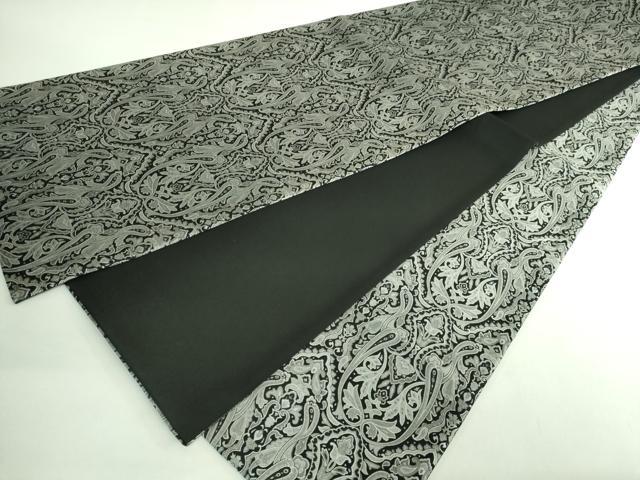 平和屋着物●極上 全通柄袋帯 洋花文 黒地 逸品 DZAB2893kh6