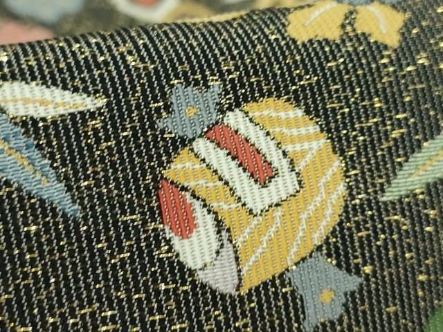 平和屋着物●極上 六通柄袋帯 飛鶴宝尽くし 松竹梅 金通し地 逸品 DZAB2895kh6