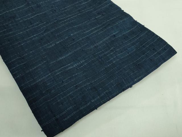 平和屋本店●極上 浦野理一 経節紬 九寸名古屋帯 紺色地 逸品 DZAB2900kh6