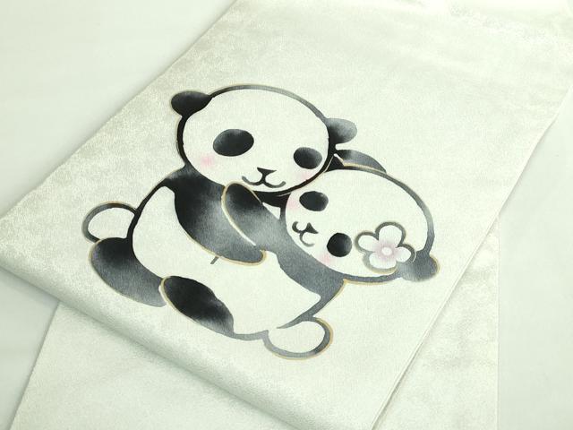 平和屋着物●極上 九寸名古屋帯 パンダ 金彩 逸品 DZAB2901kh6