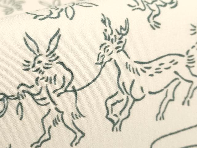 平和屋着物●極上 九寸名古屋帯 鳥獣戯画 色 逸品 未使用 DZAB2903kh6
