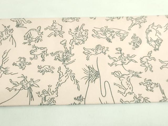 平和屋着物●極上 九寸名古屋帯 鳥獣戯画 色 逸品 未使用 DZAB2903kh6