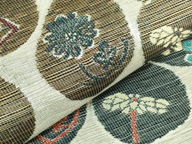 平和屋着物●極上 西陣 鷹匠謹製 両面 六通柄袋帯 瓢箪花文 鳥獣戯画 金銀糸 逸品 DZAB2905kh6