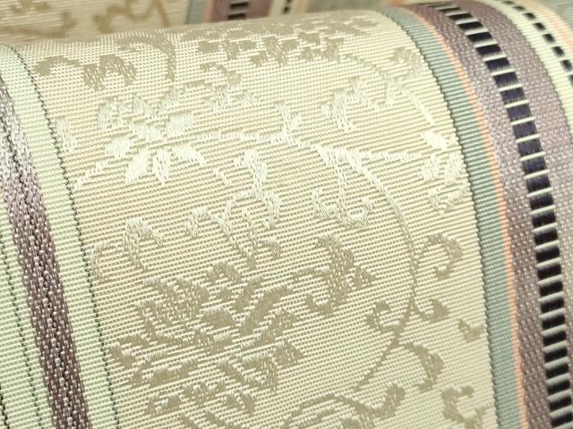 平和屋着物●極上 本場筑前博多織 八寸名古屋帯 唐草間道 逸品 未使用 DZAB2927kh6