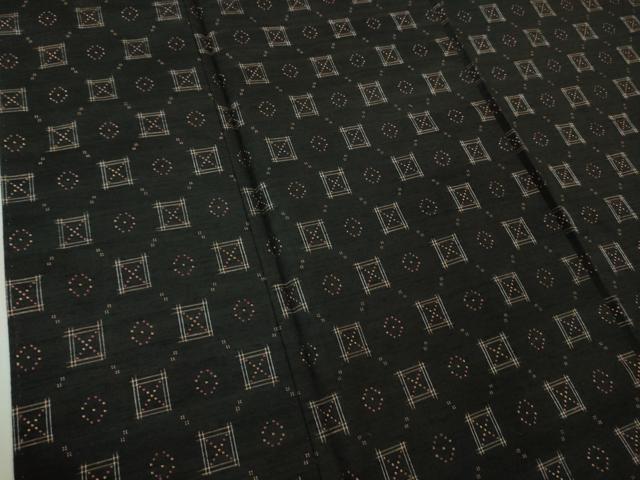 平和屋本店●極上 花織 紬 黒地 逸品 DZAB2974kh6