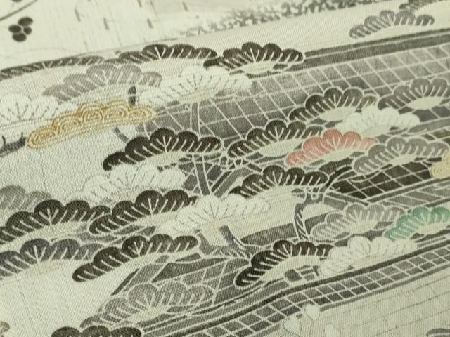 平和屋着物#極上 染織の名門 しょうざん 生紬 道中着 ロング丈 御所解文 逸品 DZAB2979kh6