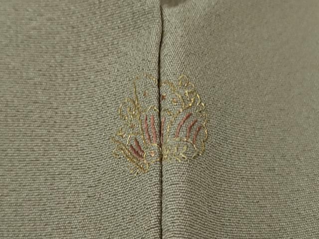 平和屋本店●極上 訪問着 総刺繍 駒刺繍 双鳥更紗花唐草文 薄梅鼠色地 金糸 逸品 DZAB2984kh6
