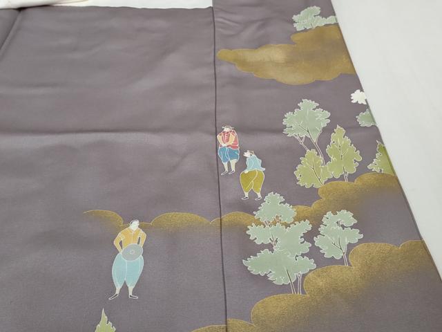 平和屋本店●極上 創業460年・千總 色留袖 駒刺繍 南蛮船 人物文 浅紫色地 金彩 逸品 DZAB2985kh6