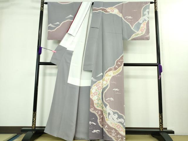 平和屋着物●極上 十日町 名門 滝泰謹製 訪問着 道長飛鶴文 暈し染め 金彩 逸品 未使用 DZAB2986kh6