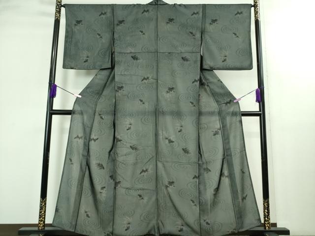 平和屋本店▽極上 小紋 無双 紗×絽 金魚 黒地 逸品 DZAB2988kh6