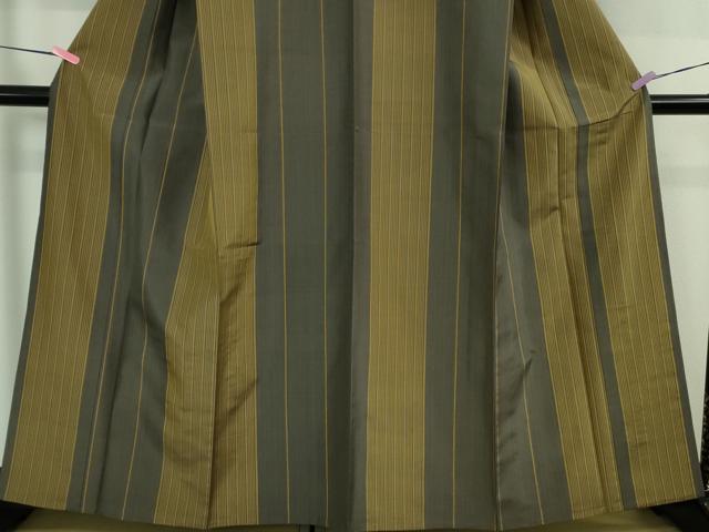 平和屋本店▽極上 本場黄八丈 平織 紬 単衣 手織 伝統工芸士:西條吉広 奥山たつ子 証紙付き 逸品 未使用 DZAB3001kh6