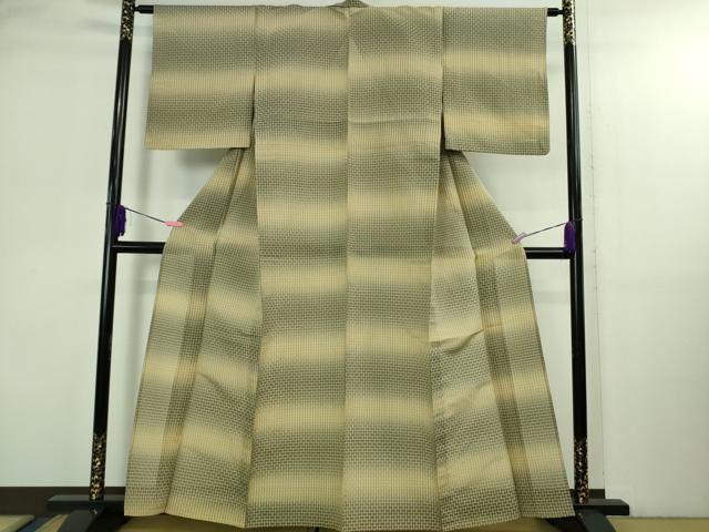 平和屋着物*極上 夏物 花織 紬 横段文 逸品 DZAB3008kh6