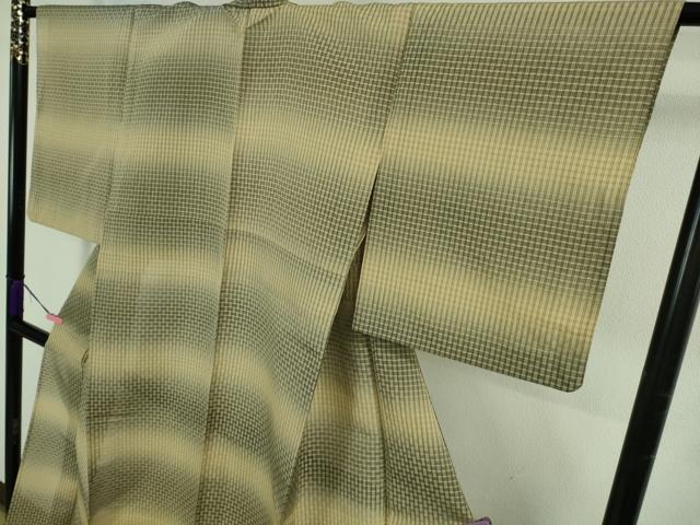 平和屋着物*極上 夏物 花織 紬 横段文 逸品 DZAB3008kh6