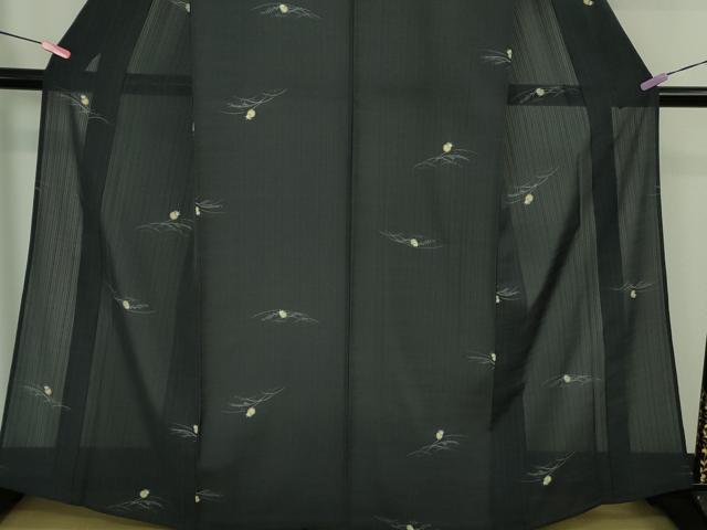 平和屋着物*極上 夏物 洗える最高級着物 <英>はなぶさ謹製 小紋 蛍 ホタル 蛍暈し 青褐色地 逸品 DZAB3009kh6
