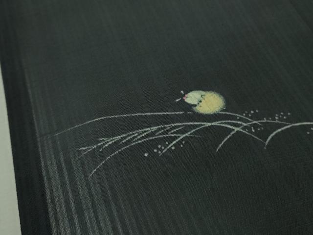 平和屋着物*極上 夏物 洗える最高級着物 <英>はなぶさ謹製 小紋 蛍 ホタル 蛍暈し 青褐色地 逸品 DZAB3009kh6