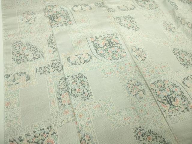 平和屋着物●極上 本場大島紬 白大島 7マルキ 双鳥花文 逸品 DZAB3021kh6