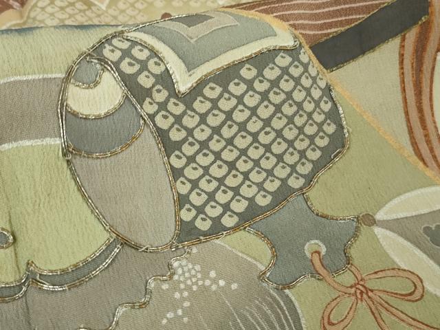 平和屋着物●極上 アンティーク 大正ロマン 振袖 駒刺繍 几帳花文 逸品 DZAB3026kh6