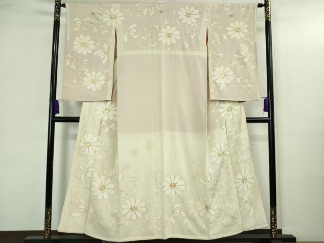 平和屋本店●極上 アンティーク 大正ロマン 訪問着 駒刺繍 花唐草文 金糸 逸品 DZAB3029kh6