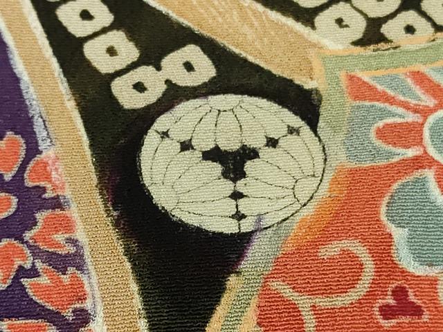 平和屋本店●極上 アンティーク 大正ロマン お引きずり・お引き摺り 引き振袖 駒刺繍 鳳凰吉祥花文 黒地 金彩 逸品 DZAB3032kh6