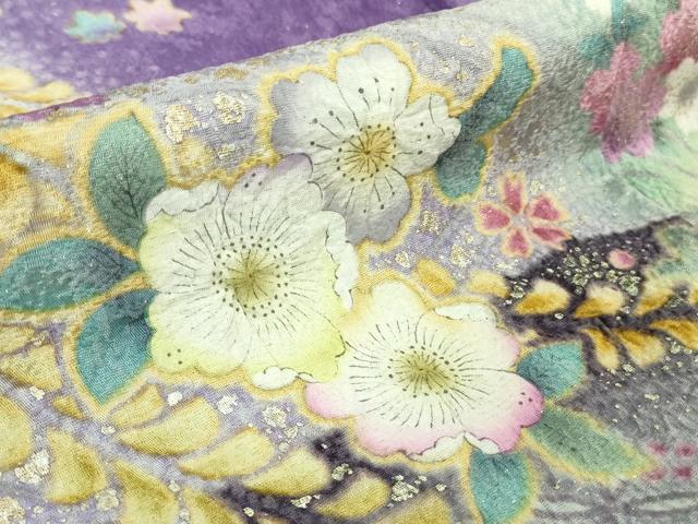 平和屋着物●極上 振袖 辻が花 暈し染め 金彩 金通し地 逸品 DZAB3035kh6